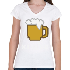 PRINTFASHION X1 beer - Női V-nyakú póló - Fehér