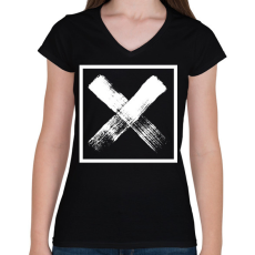 PRINTFASHION X jel - Női V-nyakú póló - Fekete