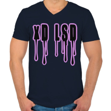 PRINTFASHION xD LSD - Férfi V-nyakú póló - Sötétkék férfi póló