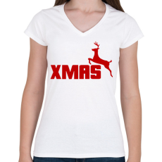PRINTFASHION XMAS - Női V-nyakú póló - Fehér