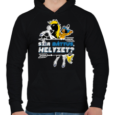PRINTFASHION Yakari - Szia Bátyus, helyzet? - Férfi kapucnis pulóver - Fekete férfi pulóver, kardigán