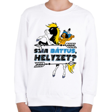 PRINTFASHION Yakari - Szia Bátyus, helyzet? - Gyerek pulóver - Fehér