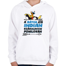 PRINTFASHION Yakari - Yakari a bátor kis indián - Gyerek kapucnis pulóver - Fehér gyerek pulóver, kardigán