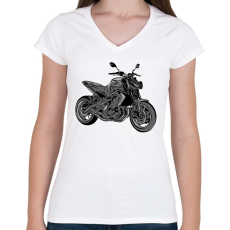 PRINTFASHION Yamaha mt2 - Női V-nyakú póló - Fehér