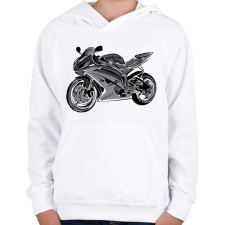 PRINTFASHION yamaha r6 - Gyerek kapucnis pulóver - Fehér gyerek pulóver, kardigán