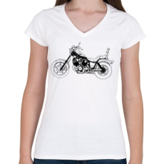 PRINTFASHION Yamaha Virago 2 - Női V-nyakú póló - Fehér