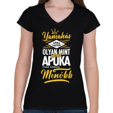PRINTFASHION Yamahás apuka - Női V-nyakú póló - Fekete női póló