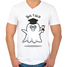 PRINTFASHION Yeah, I did it! - Diplomás minta - Férfi V-nyakú póló - Fehér férfi póló