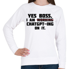 PRINTFASHION Yes boss - Női pulóver - Fehér női pulóver, kardigán