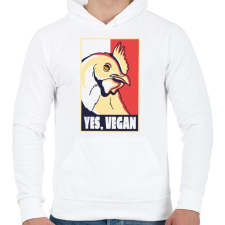 PRINTFASHION Yes vegan - vegán vagyok - Férfi kapucnis pulóver - Fehér férfi pulóver, kardigán