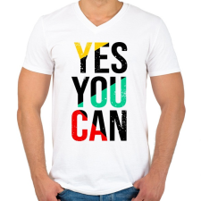 PRINTFASHION Yes you can - Férfi V-nyakú póló - Fehér férfi póló