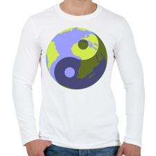 PRINTFASHION Yin-Yang bolygó - Férfi hosszú ujjú póló - Fehér férfi póló