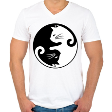 PRINTFASHION yin yang cicák - Férfi V-nyakú póló - Fehér