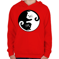 PRINTFASHION yin yang cicák - Gyerek kapucnis pulóver - Piros