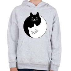 PRINTFASHION Yin-Yang macskák - Gyerek kapucnis pulóver - Sport szürke
