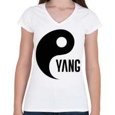 PRINTFASHION Yin Yang - Yang - Női V-nyakú póló - Fehér női póló