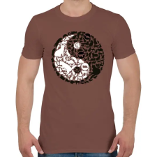 PRINTFASHION YinYang macskák - Férfi póló - Mogyoróbarna férfi póló