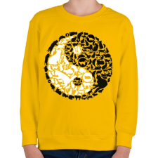 PRINTFASHION YinYang macskák - Gyerek pulóver - Sárga gyerek pulóver, kardigán