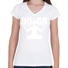 PRINTFASHION yoga1 - Női V-nyakú póló - Fehér