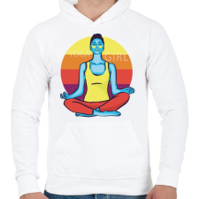 PRINTFASHION Yoga Girl - jógás lány - Férfi kapucnis pulóver - Fehér férfi pulóver, kardigán