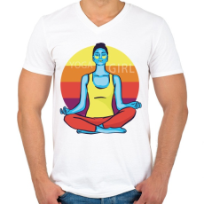 PRINTFASHION Yoga Girl - jógás lány - Férfi V-nyakú póló - Fehér