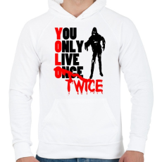 PRINTFASHION YOLO - Férfi kapucnis pulóver - Fehér