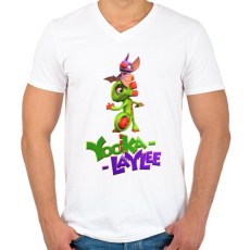 PRINTFASHION Yooka Laylee - Férfi V-nyakú póló - Fehér
