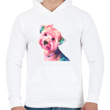 PRINTFASHION Yorkie - Férfi kapucnis pulóver - Fehér férfi pulóver, kardigán