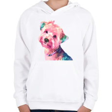 PRINTFASHION Yorkie - Gyerek kapucnis pulóver - Fehér