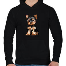 PRINTFASHION Yorkie kutyus - Férfi kapucnis pulóver - Fekete