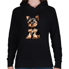 PRINTFASHION Yorkie kutyus - Női kapucnis pulóver - Fekete