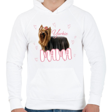 PRINTFASHION Yorkie Mama - Férfi kapucnis pulóver - Fehér