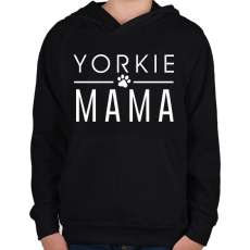 PRINTFASHION Yorkie Mama - Gyerek kapucnis pulóver - Fekete