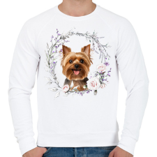 PRINTFASHION yorkie virágokkal - Férfi pulóver - Fehér férfi pulóver, kardigán
