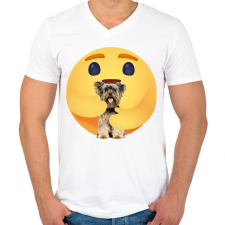 PRINTFASHION Yorkshire terrier - Férfi V-nyakú póló - Fehér férfi póló