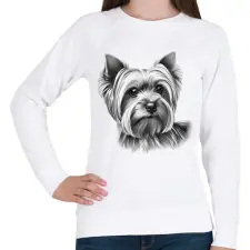 PRINTFASHION Yorkshire terrier kutya  - Női pulóver - Fehér női pulóver, kardigán