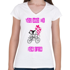 PRINTFASHION you and me - Női V-nyakú póló - Fehér női póló