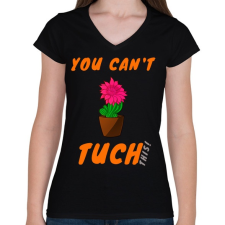 PRINTFASHION you can tuch this - Női V-nyakú póló - Fekete női póló