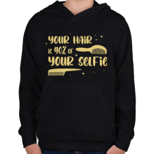 PRINTFASHION You hair is 90% of your slefie - Gyerek kapucnis pulóver - Fekete gyerek pulóver, kardigán
