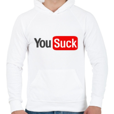PRINTFASHION you suck - Férfi kapucnis pulóver - Fehér férfi pulóver, kardigán