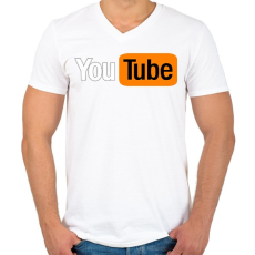 PRINTFASHION you tube - Férfi V-nyakú póló - Fehér