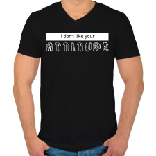 PRINTFASHION Your attitude - Férfi V-nyakú póló - Fekete férfi póló
