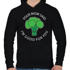 PRINTFASHION Your mom said - Férfi kapucnis pulóver - Fekete