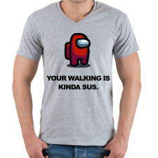 PRINTFASHION Your walking is kinda sus. - Férfi V-nyakú póló - Sport szürke férfi póló