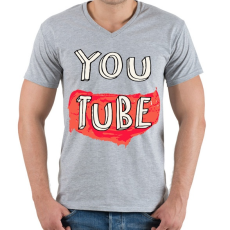 PRINTFASHION YouTube - Férfi V-nyakú póló - Sport szürke