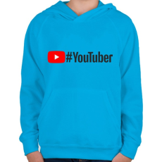 PRINTFASHION Youtuber - Gyerek kapucnis pulóver - Azúrkék