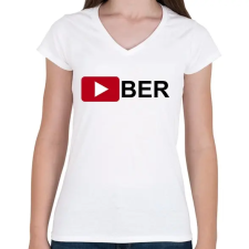 PRINTFASHION Youtuber - Női V-nyakú póló - Fehér női póló