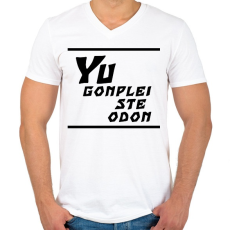 PRINTFASHION Yu gonplei ste odon - Férfi V-nyakú póló - Fehér