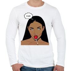 PRINTFASHION yummm - Férfi hosszú ujjú póló - Fehér
