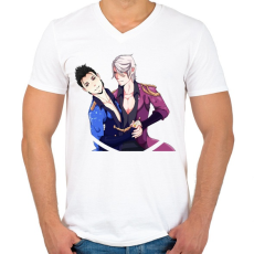 PRINTFASHION Yuri!!! on Ice - Férfi V-nyakú póló - Fehér